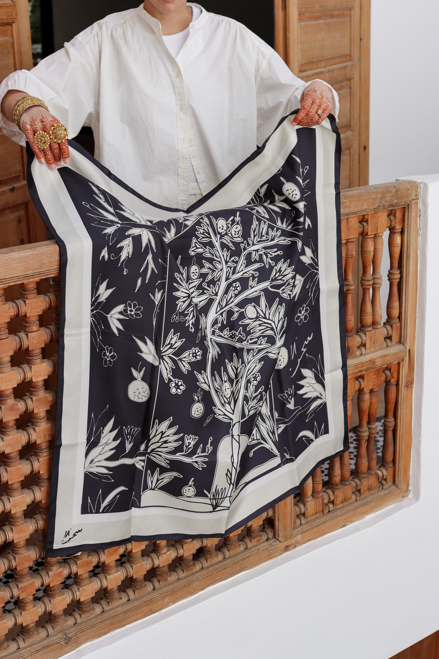 Orange Tree in Black & Ivory